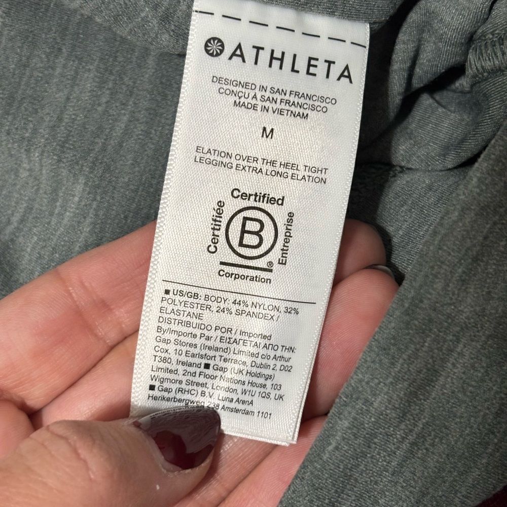 ATHLETA ELATION OVER THE HEEL TIGHT LEGGING EXTRA LONG ELATION Sz M - Picture 9 of 10